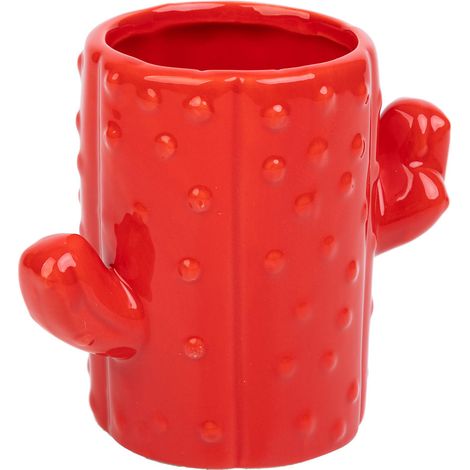 Porta lápices cactus de cerámica rojo 13,5x7,8x11 (1/5)