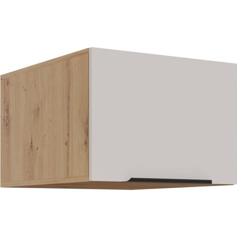 Aufsatzschrank Hochschrank 50 cm Küche SOLANO Kaschmir beige + Eiche Artisan matt Küchenzeile Küchenblock (1/5)