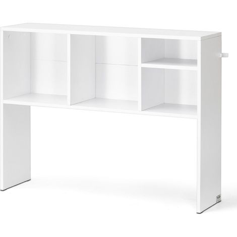 Étagère de bureau blanche en bois à un niveau, 94 x 24 x 73 cm, avec pieds antidérapants, idéale pour maison et bureau. (1/5)