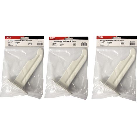 Lot de 3 supports à visser pour radiateur en fonte type traditionnel - longueur axe 140 mm - longueur totale 180 mm - Ram (1/4)