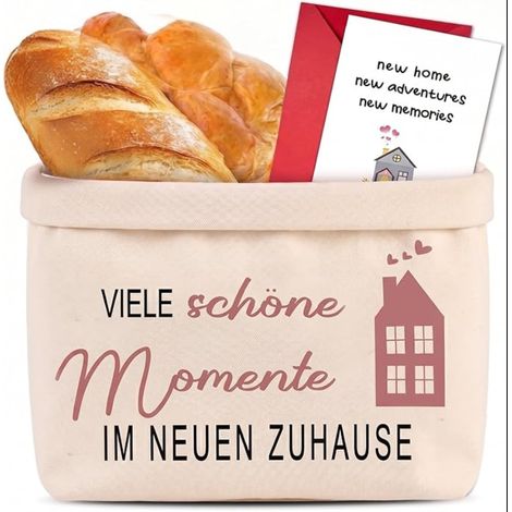 Corbeille à Pain Cadeau Pour Pendaison De Crémaillère Ou Déménagement Maison Avec Carte Vœux (1/5)