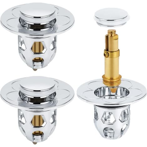 Sollbry Bonde de Lavabo Pop-Up, 2 Pièces Bonde de Lavabo Universelle Pop Up avec Filtre Anti-Clogging, Flitre Cheveux Anti-Odeur, pour Les Trous de 34 à 40mm (1/5)