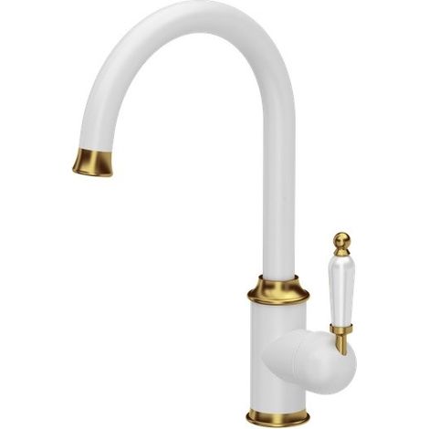 Quadron Rachel grifo de cocina blanco mate dorado diseño elegante
