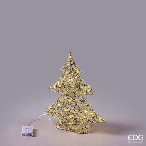 EDG Enzo De Gasperi Albero di Natale Led Intreccio 30 MicroLed H 40 Cm L 34 Cm L 10 Cm Ip20 Gold
