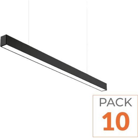 Pack de 10 - Suspension Linéaire LED 150cm 48W Interconnectable NOIR - Garantie 5 ans - Blanc Froid 6000K - 8000K - SILAMP