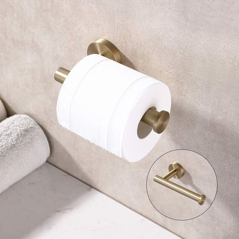 Toilettenpapierhalter aus Edelstahl SUS304, gebürstete Goldoberfläche, moderne runde Wandmontage, horizontale oder vertikale Installation (1/5)