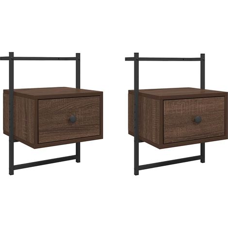Maison Exclusive - Wand-Nachttische 2 Stk. Braun Eiche 35x30x51 c