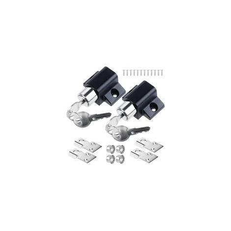 Lot de 2 verrous de porte coulissante pour fenêtre - Limiteur de porte - Verrou de sécurité pour porte coulissante - Avec clé - Noir (1/3)