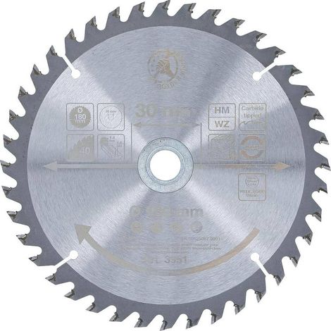 Lame de Scie Circulaire Métal Dur 180 x 30 x 2,5 mm - 40 Dents - Coupe Précise et Durable - D-Work