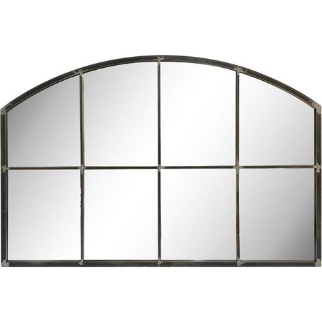 Miroir industriel arqué 120x80 cm – Métal et verre – Effet patiné pour profondeur et luminosité – Idéal pour pièces de vie – Emde (1/4)