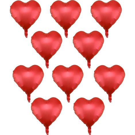 10 ballons en latex en forme de cœur de 45 cm (18 pouces) pour anniversaire, mariage, fiançailles, célébration, fêtes et autres événements (rouge)