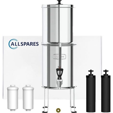Sistema di filtraggio dell'acqua a gravità AllSpares in acciaio inox (8,5 l)
