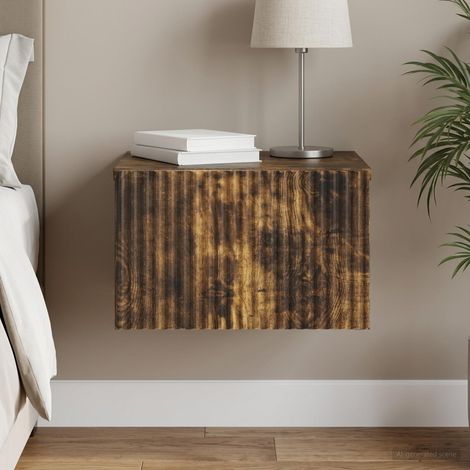 vidaXL Cabinet de chevet mural Chêne fumé 33 x 34,5 x 20 cm