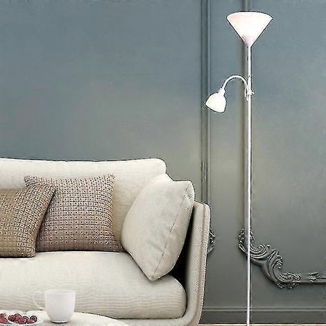 Lampadaire double tête réglable en hauteur pour salon, bureau ou chevet, LED (blanc) (1/5)