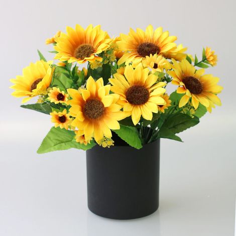 bouquets de tournesols artificiels, fleurs jaunes (1/4)
