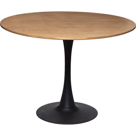 Atmosphera – Table à manger ronde 102cm – Placage bois chêne naturel – Acier et MDF – Hauteur 76cm – Pour repas en famille et amis (1/5)