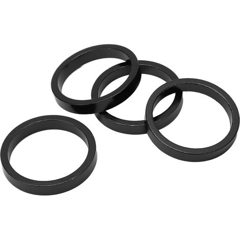 4 pièces entretoises de potence vélo, cales avant pour fourche en alliage d'aluminium, diamètre 28,6 mm, noir, pour VTT et route (1/5)