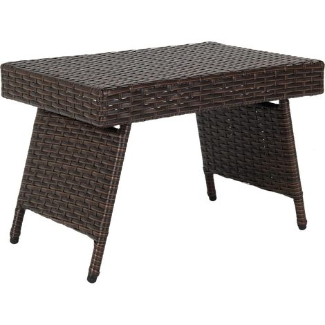 COSTWAY Mesa Baja de de Jardín Mimbre Plegable, Mesa de Exterior con Tabla en PVC y Estructura en Acero Resistente, Almohadillas Antideslizantes (1/5)
