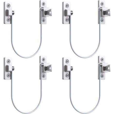 [JAMAIS UTILISÉ] 4pcs Entrebâilleur Fenêtre Porte Restricteur de Porte de Fenêtre Verrou Fenetre UPVC Verrouillage de Limite Verrou de Sécurité Câble Serrure de Limite Avec Clé et Vis-- (1/4)