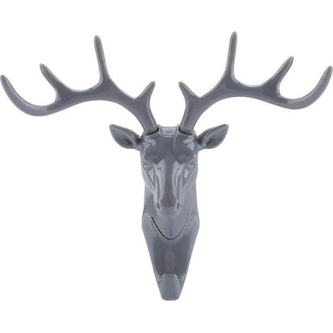 3D Tête De Cerf En Plastique Crochet Clés Manteau Chapeau Cintre Rack Titulaire Autocollant Mur de Montage pour Home Room Decor(02). (1/5)