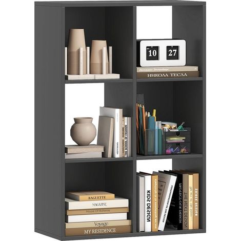 Park cubique to 6 shelves of storage, in wood, 61,5 x 29,5 x 91,5 cm, black (1/5)