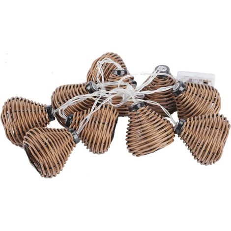 Guirlande lumineuse LED en rotin, 10 pièces, boules de rotin, guirlande lumineuse féerique, décoration de mariage et de maison (1/5)
