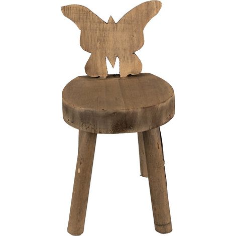 Sellette porte-plante en bois marron avec papillon style rustique 18 x 19 x 34 cm - PANGIVO (1/3)