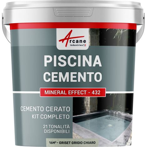 Kit microcemento color grigio topo per piscina in calcestruzzo - 16 m² Grigio Chiaro Spinello - ARCANE INDUSTRIES