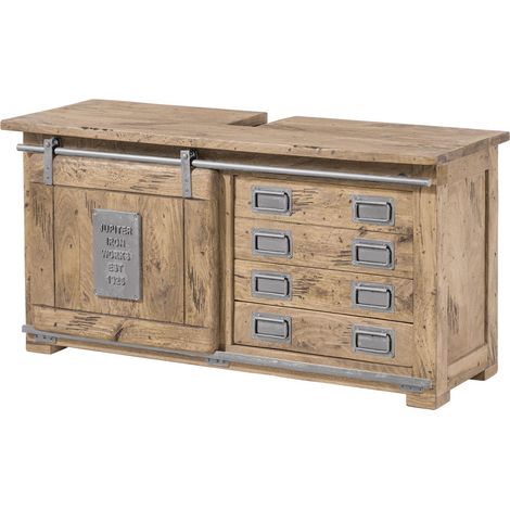RAILWAY 377 Mobile lavabo in legno di mango - laccato / sbiancato 120x40x60