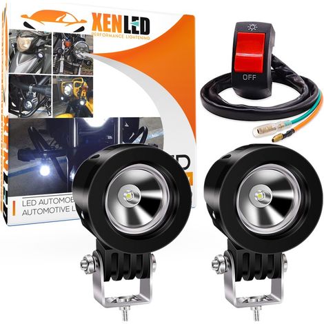 FEUX ADDITIONNEL LED MOTO - 10W + FAISCEAU ET RELAI ADAPTABLE - Longue portée