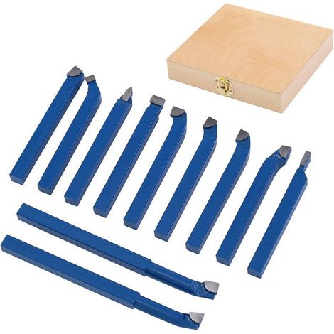 Ensemble de 11 outils de tournage, de fraisage et de coupe, 8 x 8 mm, pointe en carbure cémenté, alésage brasé, fraise à souder pour tours CNC, ingénierie des métaux 11011808 (1/4)