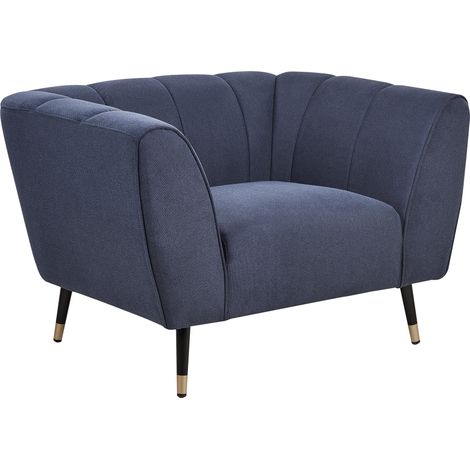 Sillón de tela asiento ancho y profundo respaldo bajo acolchado azul oscuro Orsta (1/5)