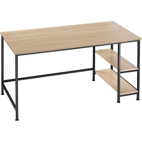 Bureau 2 étagères style industriel et loft en bois clair 120 cm (1/5)
