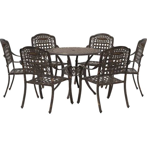 Maison Exclusive - Garten Essgruppe 7 pcs Bronze Aluminium