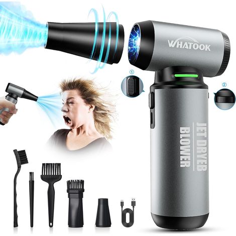 Souffleur Air Comprimé:250000 TR/Min Souffleur PC, Bombe Air Sec - Nettoyage PC avec Affichage LED, Plumeau Air Comprimé à 3 Vitesses pour PC Duster pour Nettoyage PC (Metal Air Duster) (1/5)