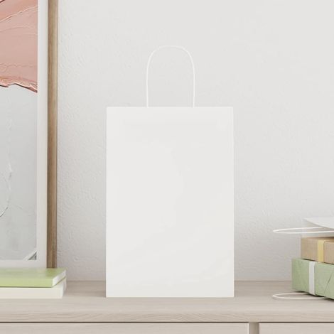 vidaXL Sacs en papier 250 pcs avec poignées blanc 21x11x31 cm