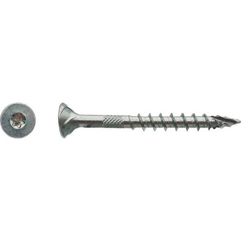 250 Vis Bois FX5 Tête Fraisée Torx F/Partiel 4 x 60 mm - Zingué blanc - D-Work