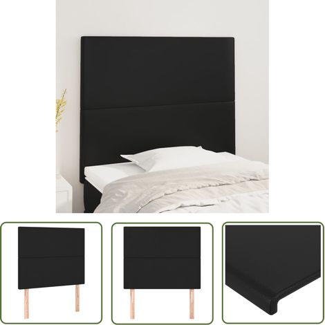 The Living Store Têtes de lit 2 pcs Noir 80x5x78/88 cm Similicuir - Tête De Lit - Tête De Lit Moderne - Tête De Lit Noire - Tête De Lit Rembourrée - Literie (1/5)