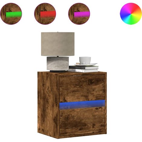 Maison Exclusive - Wand-Nachttisch mit LED-Leuchten Räuchereiche