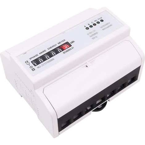 Three-Phase Electricity Meter DIN-Rail KWH Meter AC220V Electric Counter Power Consumption Meter -20(80) A (1/5)