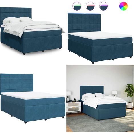 vidaXL Sommier à lattes de lit et matelas bleu 160x200 cm velours (1/5)