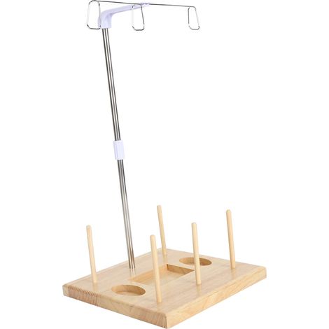 Support de bobine de fil à grande capacité, avec base en bois stable, pour machine à broder ou à coudre, type D (1/5)