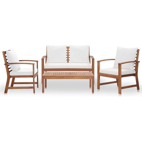 Maison Exclusive - Salon de jardin avec coussins 4 pcs Bois d'acacia solide (1/5)