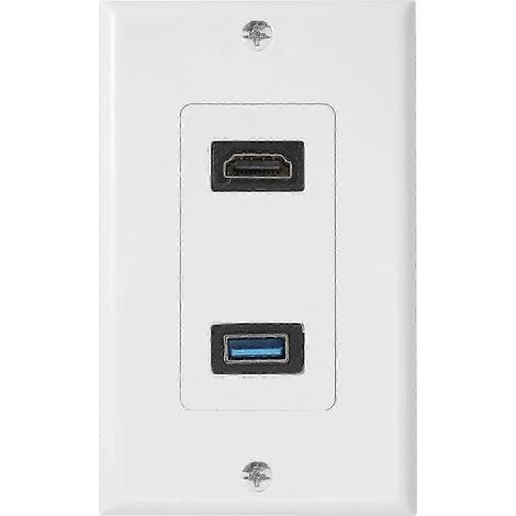 1x rallonge de prise murale femelle 2 ports HDMI + USB 3.0 (1/5)