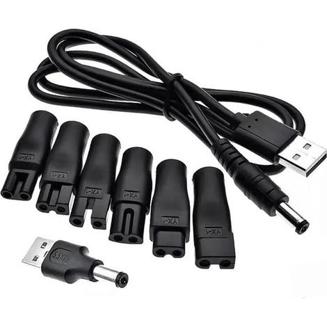 5V USB Power Cable Compatible,USB for Electric Clippers,Shaver Charger Kit,Universal 5V Shaver Charger Kit,Power Cord with 6 Types of Plugs (1/4)