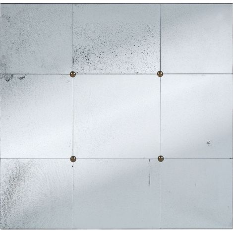 Wall Mirror Black Glass Vintage Antique Effect Hanging Decor Paneled Windowpane Mirror Industrial Style RIMONT (1/5)