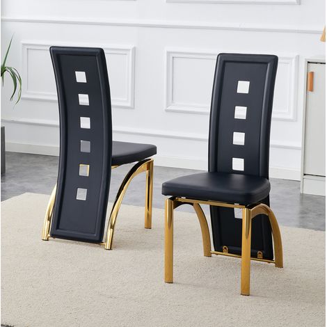 MEUBLIV Set di 2 sedie da pranzo nere con schienale traforato moderno (1/5)