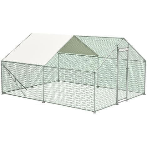 Voliera in metallo 3x4 m con struttura di arrampicata integrata, tetto e serratura di sicurezza – Pollaio resistente alle intemperie con ampio spazio esterno per piccoli animali e pollame (1/5)