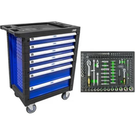 JBM SERIE468A Cassettiera blu a 7 cassetti con termoformato 108 Pz. (1/4)