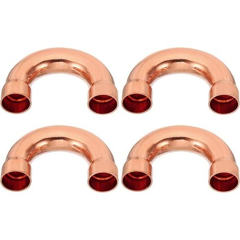 4pcs Raccord Coudé Cuivre pour Tuyaux Gaz, 19mm Raccord Tuyau d'Arrosage Durite Essence, Raccords Tuyauterie à Pression pour HVAC Climatisation Plomberie, Épaisseur 1mm - U Forme (1/4)